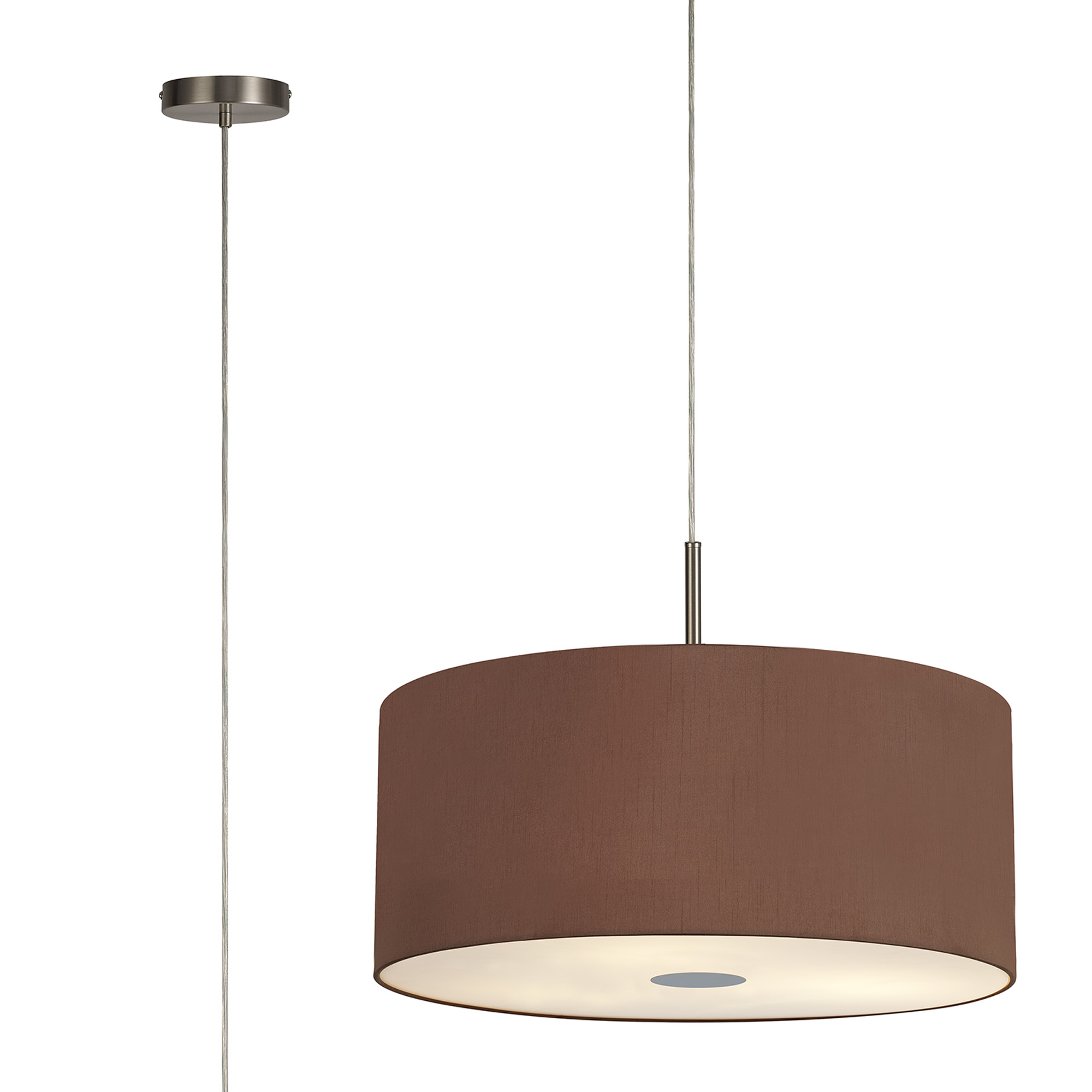 DK0548  Baymont 60cm 5 Light Pendant Satin Nickel, Raw Cocoa/Grecian Bronze, Frosted Diffuser